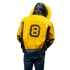 8 Ball 80’s Men’s Old School Yellow Fox Fur Hooded Leather Jacket