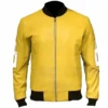 8 Ball David Puddy - Seinfeld Authentic Yellow Bomber Leather Jacket