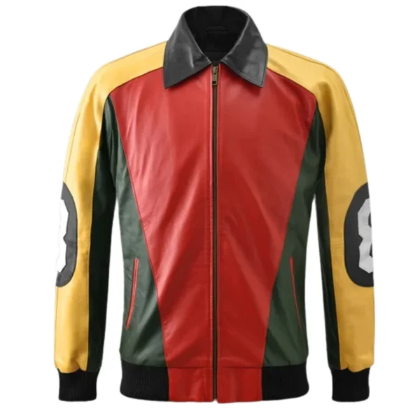 8 Ball Men's The Original David Puddy - Seinfeld Multi Color Genuine Leather Jacket