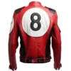 8 Ball Pool Billiard Cue Men's Red Bomber Genuine Leather Jacket