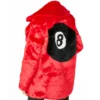8 Ball Red Racked Up Faux Fur Jacket For Women's