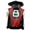 8 Ball Robert Phillipe Multi Color Bomber Fur Hooded Leather Jacket for Women's