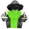 8 Ball Robert Phillipe Original Men's Lime Green Fur Hooded Genuine Leather Jacket