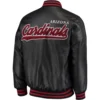 Arizona Cardinals Stiff Arm Pleather Black Leather Varsity Jacket 1