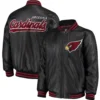 Arizona Cardinals Stiff Arm Pleather Black Leather Varsity Jacket 2