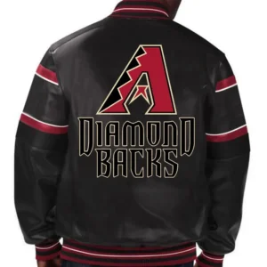 Arizona Diamondbacks Black Full-Snap Bomber Leather Jacket