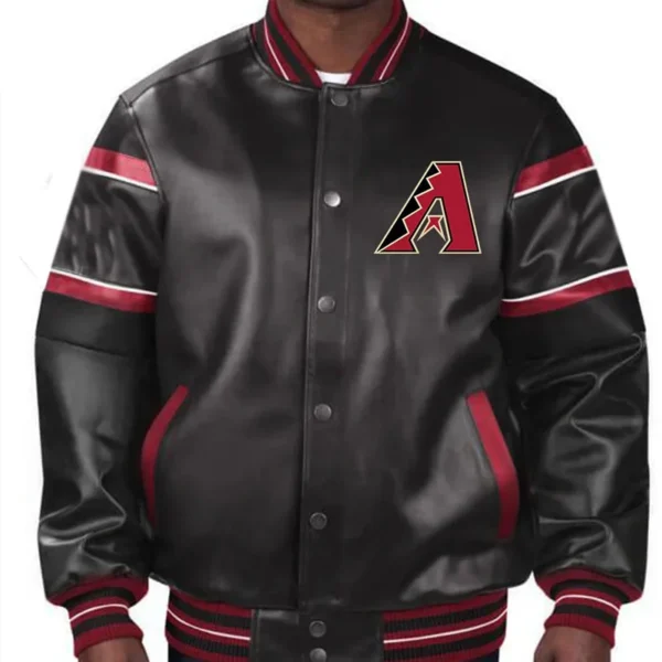 Arizona Diamondbacks Black Full-Snap Men's Bomber Leather Jacket