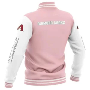 Arizona Diamondbacks Bomber Baseball Team Players Wool Varsity Jacket Pink & White 1