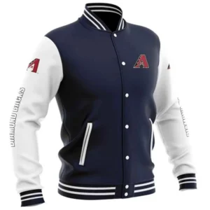 Arizona Diamondbacks Bomber Rib Knitted Full-Snap Wool Varsity Jacket Blue & White