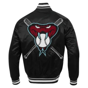 Arizona Diamondbacks Mashup Rib Knitted Satin Varsity Black Jacket 1