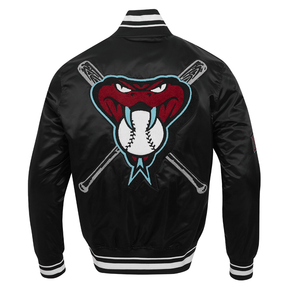 Arizona Diamondbacks Mashup Rib Knitted Satin Varsity Black Jacket 1