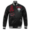Arizona Diamondbacks Mashup Rib Knitted Satin Varsity Black Jacket