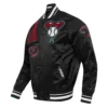 Arizona Diamondbacks Mashup Rib Knitted Satin Varsity Black Jacket 2