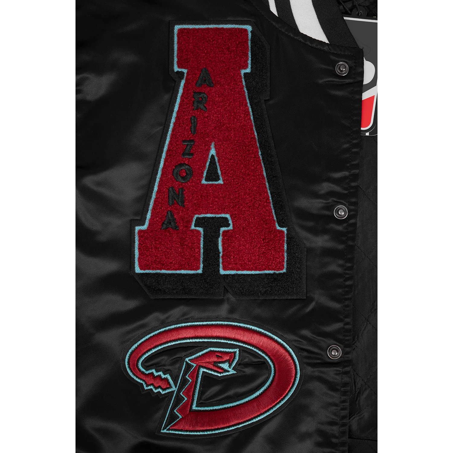 Arizona Diamondbacks Mashup Rib Knitted Satin Varsity Black Jacket 4