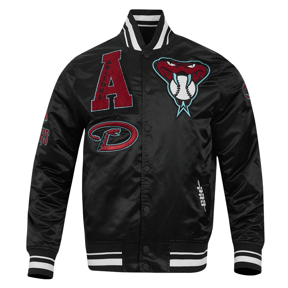Arizona Diamondbacks Mashup Rib Knitted Satin Varsity Black Jacket