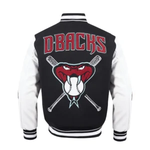 Arizona Diamondbacks Mashup Wool & Leather Varsity BlackWhite Jacket 1
