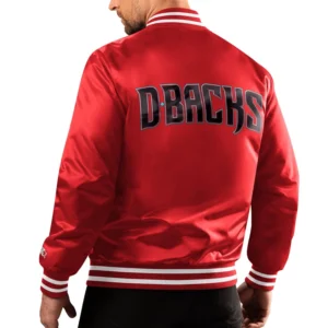 Arizona Diamondbacks Patch Full-Snap Red Satin Varsity Jacket 1