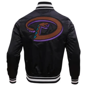 Arizona Diamondbacks Retro Classic Full-Snap Black Satin Varsity Jacket 1