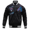 Arizona Diamondbacks Retro Classic Full-Snap Black Satin Varsity Jacket