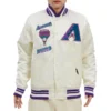 Arizona Diamondbacks Retro Classic Full-Snap Satin Varsity Cream Jacket