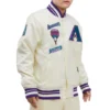 Arizona Diamondbacks Retro Classic Full-Snap Satin Varsity Cream Jacket 2