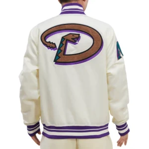 Arizona Diamondbacks Retro Classic Full-Snap Satin Varsity Cream Jacket 3