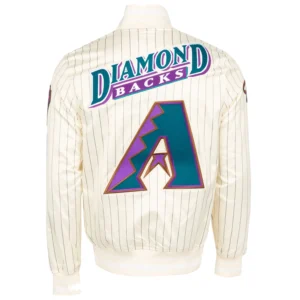 Arizona Diamondbacks Retro Classic Pinstripe Full-Snap Satin Varsity Cream Jacket 1