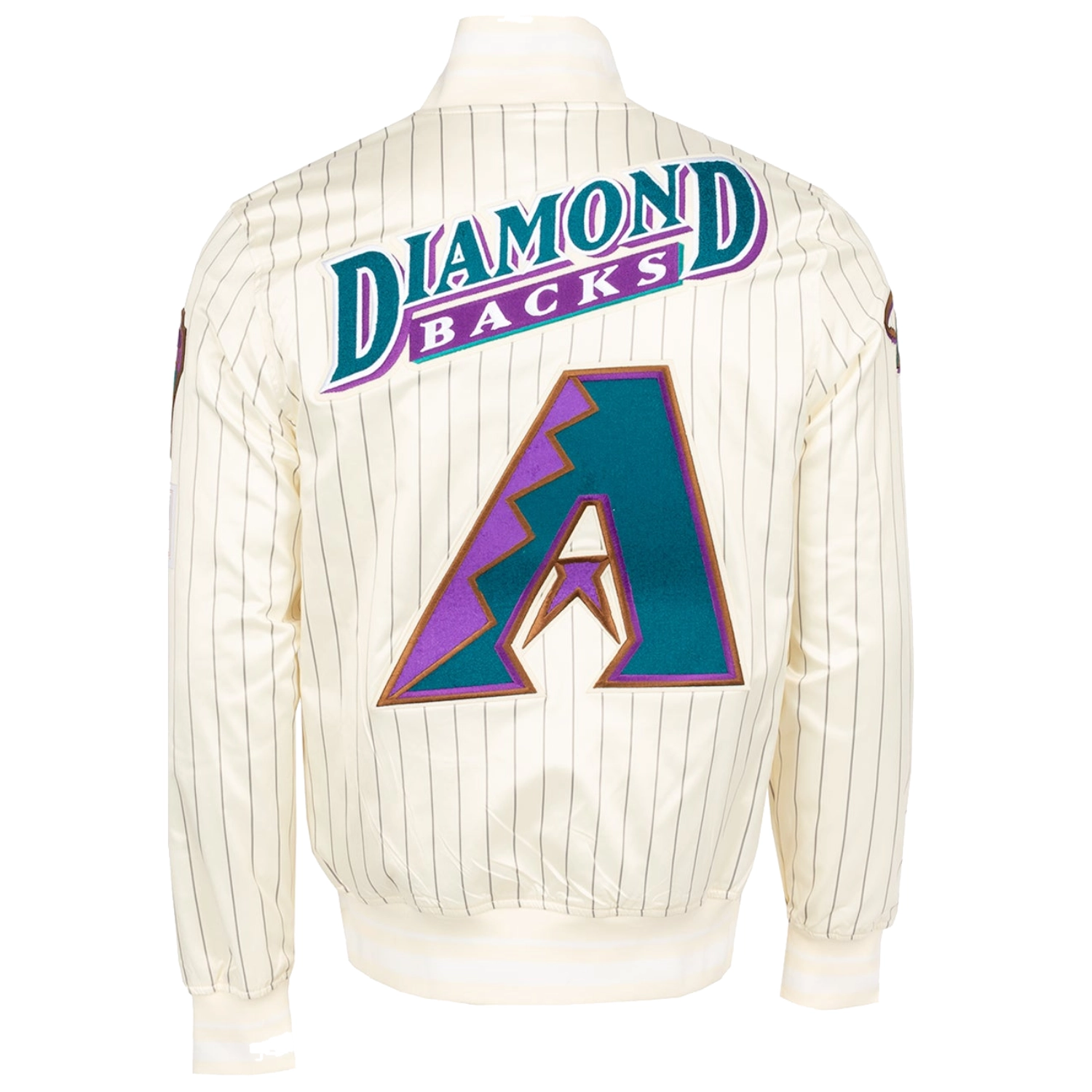 Arizona Diamondbacks Retro Classic Pinstripe Full-Snap Satin Varsity Cream Jacket 1