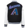 Arizona Diamondbacks Retro Classic Women’s Wool & Leather Varsity BlackWhite Jacket 1
