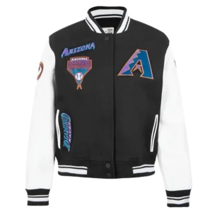 Arizona Diamondbacks Retro Classic Women’s Wool & Leather Varsity BlackWhite Jacket