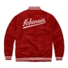Arkansas Razorbacks Crimson Track Satin Varsity Jacket 1