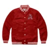 Arkansas Razorbacks Crimson Track Satin Varsity Jacket