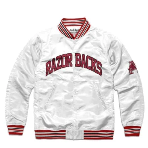 Arkansas Razorbacks Ribbed Knitted Bomber Varsity Jacket
