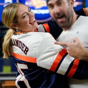 Astros Jacket Kate Upton Verlander Special Script Satin Varsity Jacket