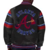 Atlanta Braves Black Full-Snap Bomber Leather Jacket