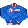 Atlanta Braves Blue Bomber Satin Varsity Jacket