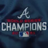 Atlanta Braves Champions Locker Room Navy Satin Varsity Jacket 2