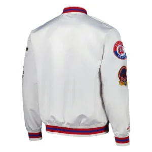 Atlanta Braves City Collection Rib Knitted Satin Varsity White Jacket 1