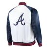 Atlanta Braves Clean-Up Hitter Satin Varsity WhiteNavy Jacket 1