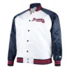 Atlanta Braves Clean-Up Hitter Satin Varsity WhiteNavy Jacket