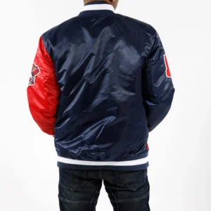 Atlanta Braves Color Block Satin Varsity Jacket – NavyRed 1