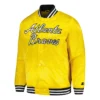 Atlanta Braves Cross Bronx Fashion Full-Snap Yellow Satin Varsity Jacket 1