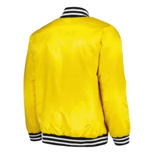 Atlanta Braves Cross Bronx Fashion Full-Snap Yellow Satin Varsity Jacket 2