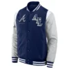 Atlanta Braves Elements Elite Navy Blue Full-Snap Satin Varsity Jacket