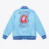 Atlanta Braves Heavyweight full-Snap Satin Varsity Sky Blue Jacket 1
