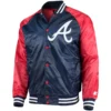 Atlanta Braves Lead Off Full-Snap Satin Varsity Jacket – NavyRed