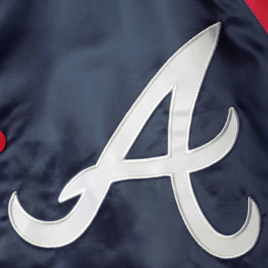 Atlanta Braves Lead Off Full-Snap Satin Varsity Jacket – NavyRed 3