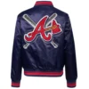Atlanta Braves Mashup Women’s Rib Satin Varsity Navy Jacket 1