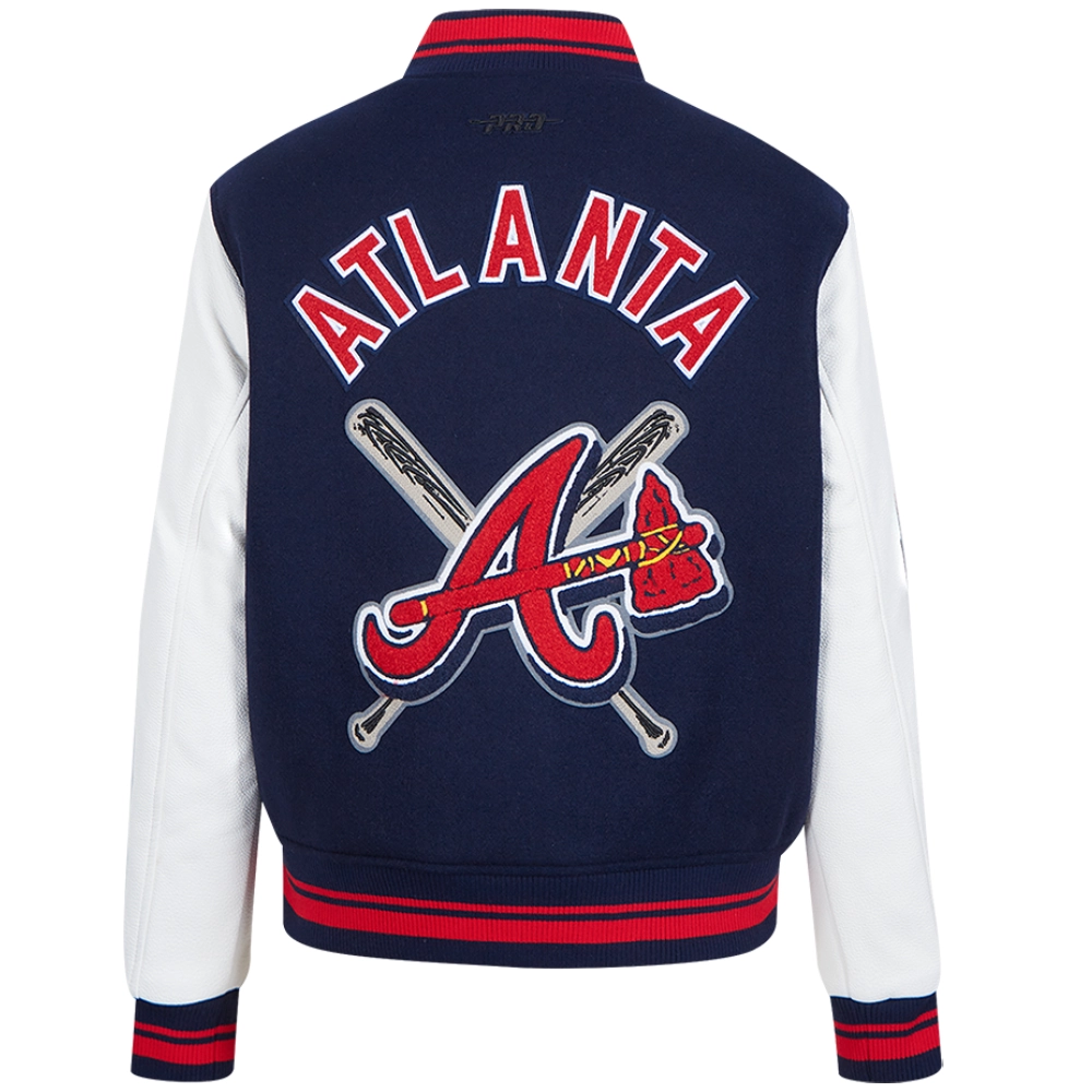 Atlanta Braves Mashup Women’s Rib knitted Wool & Leather Varsity Jacket 1