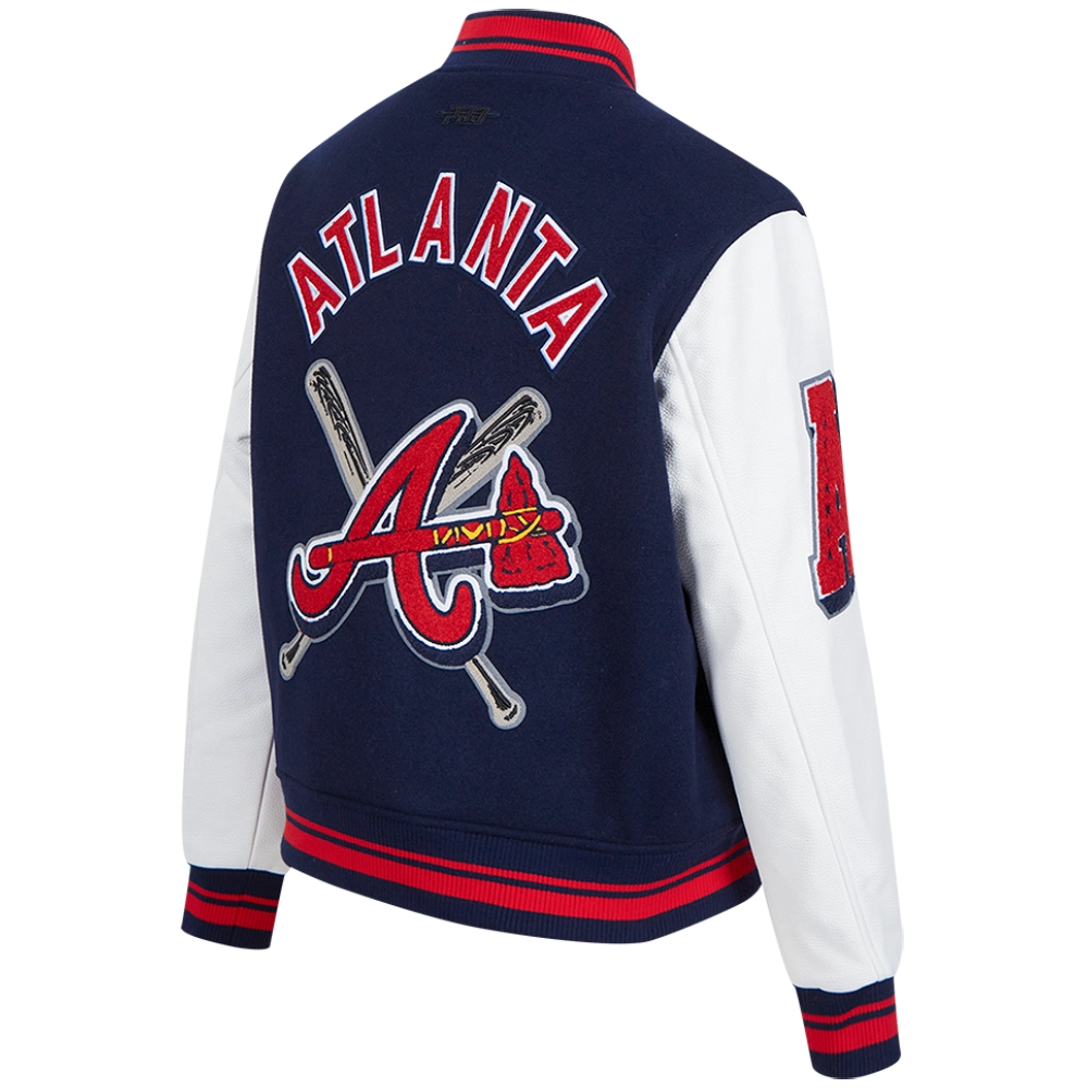 Atlanta Braves Mashup Women’s Rib knitted Wool & Leather Varsity Jacket 3